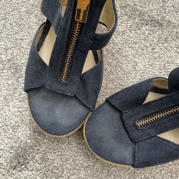 Michael Kors Berkley Canvas Wedge Sandals Womens 7 1/2 Black Brown Espadrille - Picture 6 of 9